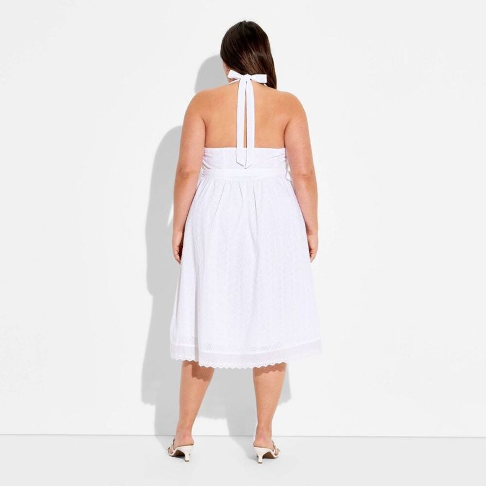 Wild Fable - Women's Eyelet Midi Wrap Dress - Wild Fable White White - Picture 3 of 3